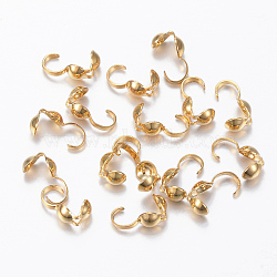 304 Stainless Steel Bead Tips, Calotte Ends, Clamshell Knot Cover, Real 24K Gold Plated, 9x3.8x4mm, Inner Diameter: 3.5mm(STAS-H558-21G)