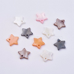 Shell Pendants, Dyed, Star Charms, Mixed Color, 12x2mm, Hole: 1.2mm(BSHE-P026-01)