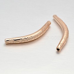 Alloy Curved Tube Beads, Curved Tube Noodle Beads, Long-Lasting Plated, Rose Gold, 36.5x4.5x4mm, Hole: 1mm(PALLOY-J154-60RG-3A)