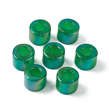 Opaque Acrylic Beads, AB Color, Column, Green, 16x12.2mm, Hole: 6.7mm