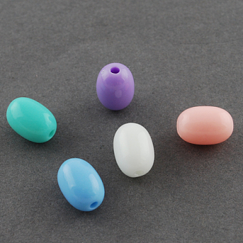 Opaque Acrylic Beads, Oval, Mixed Color, 10x7x7mm, Hole: 1.5mm, about 3100pcs/1000g