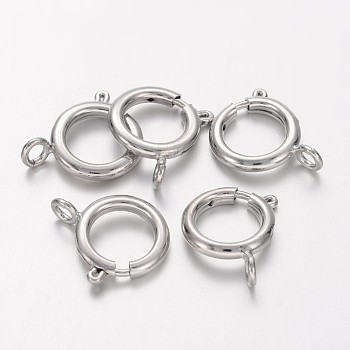 Brass Spring Ring Clasps, Jewelry Accessory, Platinum, 12mm, Hole: 2.5mm