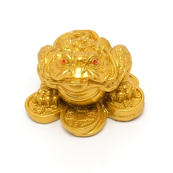 Resin Toad and Copper Coin Ornaments, for Home Dispalay Decorations, Gold, 58x70x36mm