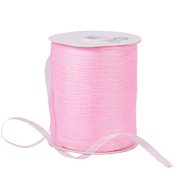 Organza Ribbon, Galloon, Pink, 1/4 inch(6mm), 500yards/Roll(457.2m/Roll)