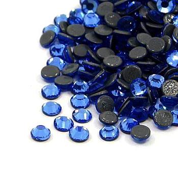 Glass Hotfix Rhinestone, Grade AA, Flat Back & Faceted, Half Round, Sapphire, SS30, 6.3~6.5mm, about 288pcs/bag