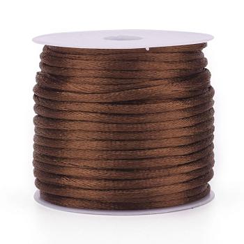 Nylon Cord, Satin Rattail Cord, for Beading Jewelry Making, Chinese Knotting, Camel, 2mm, about 10.93 yards(10m)/roll