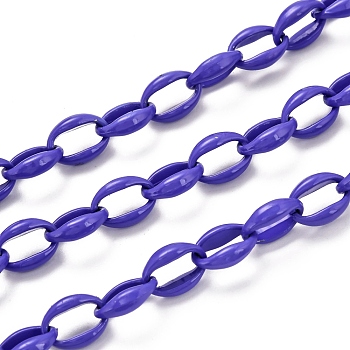 Spray Painted Alloy Cable Chains, Cadmium Free & Lead Free, with Spool, Unwelded, Mauve, Links: 16x11.5x5.5mm