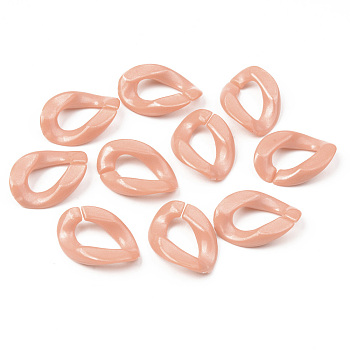 Opaque Acrylic Linking Rings, Quick Link Connectors, For Jewelry Curb Chains Making, Twist, Dark Salmon, 23x16.5x4.5mm, Inner Diameter: 13x6.5mm, about 820pcs/500g