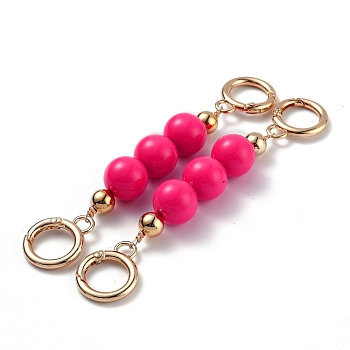 Bag Extender Chain, with ABS Plastic Beads and Light Gold Alloy Spring Gate Rings, for Bag Strap Extender Replacement, Deep Pink, 13.8cm