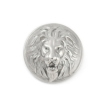 304 Stainless Steel Buttons, 1-Hole, Half Round, Stainless Steel Color, Lion, 25x14mm, Hole: 3x2mm