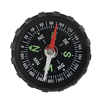 Outdoor Compass, ABS Plastic Waterproof Portable Compass, Black, 4.5x1.13cm