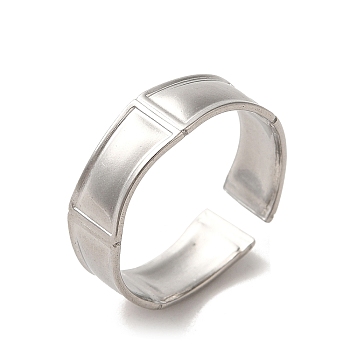 Non-Tarnish 304 Stainless Steel Open Cuff Ring, Stainless Steel Color, 6mm, Inner Diameter: 17.8mm