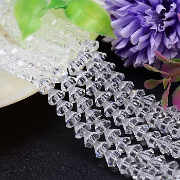 Faceted Cone Imitation Austrian Crystal Bead Strands, Grade AAA, Clear, 10x8mm, Hole: 0.9~1mm, about 50pcs/strand, 15.7 inch