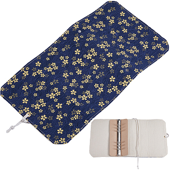 A5 Sakura Pattern Cloth 6 Ring Binder Cover, Loose Leaf Notebook Cover, Prussian Blue, 160x235x30mm
