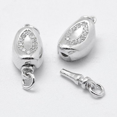 Rhodium Plated 925 Sterling Silver Cubic Zirconia Box Clasps(STER-F037-062P)-3