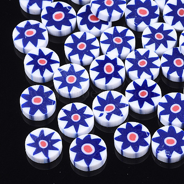 6mm Blue Flat Round Polymer Clay Cabochons