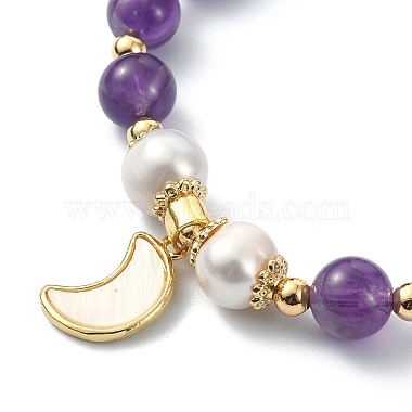 bracelet extensible en perles d'améthyste naturelle et de perles(BJEW-JB09360-01)-3