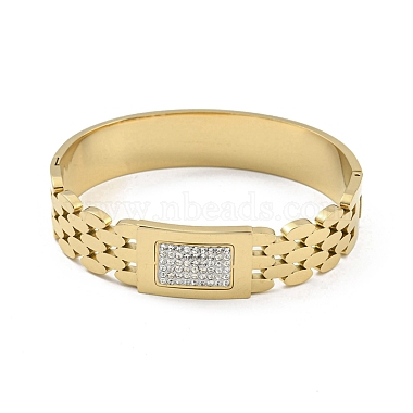 304 bracelets à charnière creux en acier inoxydable pavé de strass en cristal pour femmes(BJEW-D044-06C-01G)-2