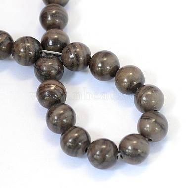 Natural Black Wood Lace Stone Round Bead Strands(G-E334-8mm-03)-3