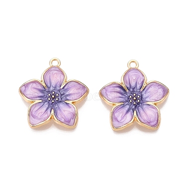 Light Gold Plum Flower Alloy+Enamel Pendants