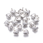 Non-Tarnish 304 Stainless Steel Pendant Cabochon Settings, Heart, Stainless Steel Color, 10x7x2.2mm, Hole: 2mm(STAS-F222-025)
