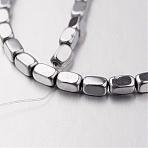 Electroplate Non-magnetic Synthetic Hematite Bead Strands, Cuboid, Silver Plated, 4~5x3x3mm, Hole: 1mm, about 90pcs/strand, 15.7 inch(G-F300-40B-01)