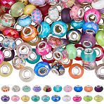 120Pcs 4 Styles Opaque Acrylic European Beads, Large Hole Beads, Rondelle, Mixed Color, 13.5~15x8.5~9mm, Hole: 5mm, 30pcs/style(OACR-SC0002-73)