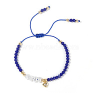 Adjustable Evil Eye Glass Braided Bead Bracelets for Women, Heart, 11 inch(28cm)(ZW1974-3)