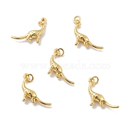 Dinosaur Brass Pendants, with Jump Rings, Cadmium Free & Nickel Free & Lead Free, Real 18K Gold Plated, 13.5x17x4mm, Hole: 2.8mm(KK-G419-20G)
