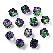 Two Tone Transparent Spray Painted Acrylic Beads, Polygon, Lilac, 7.5x8x8mm, Hole: 1.8mm, about 1690pcs/500g(ACRP-T005-26E)