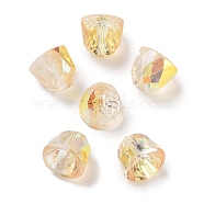 Electroplate Glass Beads, Half Plated, Bell, Faceted, Moccasin, 10.5x9mm, Hole: 1.2mm, 100pcs/set(EGLA-H105-01A-HP02)