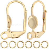 20Pcs Brass Leverback Earring Findings, Earring Settings with Horizontal Loops, with 20Pcs Jump Rings, Real 24K Gold Plated, 17.5x10.5x2mm, Hole: 1.8mm, Tray: 5mm(KK-BBC0010-51)
