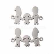 201 Stainless Steel Connector Charms, Family Links, Stainless Steel Color, 15x25x1mm, Hole: 1.6mm(STAS-K251-095P)