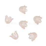 6-Petal Imitation Jelly Acrylic Bead Caps, AB Color Plated, Flower, Wheat, 11.5x10.5x8.5mm, Hole: 1.4mm(X-JACR-T002-02D)