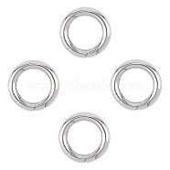 201 Stainless Steel Spring Gate Rings, O Rings, Stainless Steel Color, 6 Gauge, 24x4mm, Inner Diameter: 16mm, 4pcs/box(STAS-UN0010-85P)