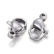 Tarnish Resistant 304 Stainless Steel Lobster Claw Clasps, Parrot Trigger Clasps, Stainless Steel Color, 9x6x3mm, Hole: 1mm(STAS-F182-01P-F)