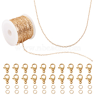 DIY Chain Necklace Bracelet Making Kit, Including Brass Cable Chains, 304 Stainless Steel Lobster Claw Clasps & Jump Rings, Real 14K Gold Plated, Chain: 3.5x1.4x0.4mm, 5M/set(DIY-TA0004-92)