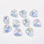 Faceted K9 Glass Rhinestone Charms, Imitation Austrian Crystal, Drop, Crystal AB, 8x6x4mm, Hole: 1mm(X-RGLA-F053-E-001AB)