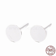 925 Sterling Silver Stud Earring Findings, with 925 Stamp, Silver, 11.5x6mm, Pin: 0.8mm(X-STER-T002-201S)