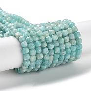 Natural Amazonite Beads Strands, Faceted, Square, 4~4.5x4~4.5x4~4.5mm, Hole: 0.8mm, about 94~95pcs/strand, 15.16''~15.35''(38.5~39cm)(G-J400-A07-03)