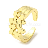 Brass Open Cuff Rings for Women, Cube, Real 18K Gold Plated, US Size 9(18.9mm)(RJEW-G303-01A-G)