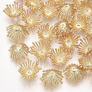 Brass Bead Cap, Flower, Real 18K Gold Plated, 13~14x11~13x5~6mm, Hole: 1.4mm(X-KK-S348-396A)