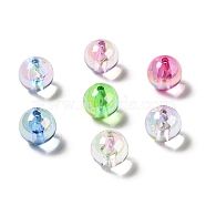 UV Plating Rainbow Iridescent Acrylic Beads, Round, Mixed Color, 15~15.5x15.5~16mm, Hole: 2.7mm(X-TACR-D010-01)