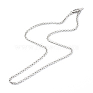 304 Stainless Steel Rolo Chain Necklaces, Stainless Steel Color, 18.11 inch(460mm)(NJEW-JN03568-01)