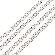 Anti-Tarnish Rhodium Plated 925 Sterling Silver Round Cable Chains, Soldered, Platinum, Link: 3.5x0.5mm(STER-F052-10P)