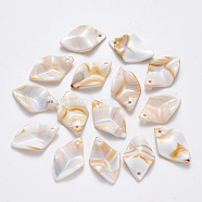 Acrylic Pendants, Imitation Gemstone Style, Leaf, Old Lace, 29x18.5x4.5mm, Hole: 1.8mm(X-OACR-R075-06A)