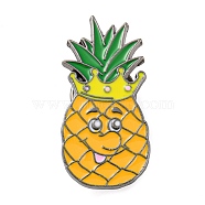 Fruit Theme Enamel Pins, Gunmetal Zinc Alloy Brooches for Backpack Clothes, Pineapple, 30x15x1mm(JEWB-D024-02C-B)
