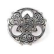 Tibetan Style Alloy Brooches, Flat Round with Trinity Knot, Antique Silver, 37x37.5x3mm(JEWB-O016-01AS)