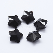 Transparent Glass Pendants, Faceted, Star Charms, Black, 13x13.5x7mm, Hole: 1mm(GLAA-P037-04-08)