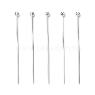 Brass Ball Head pins, Cadmium Free & Lead Free, Silver Color Plated, 30x0.5mm, 24 Gauge, Head: 2mm, about 10000pcs/bag(KK-R020-07S)